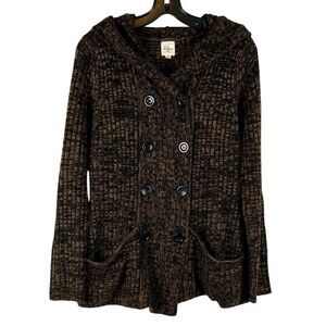 Effeci Hooded Double-Breasted Knit Cardigan XL